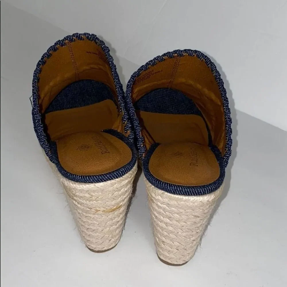 ÑRuff Hewn Denim Blue Wedges Platform Sandals 7.5